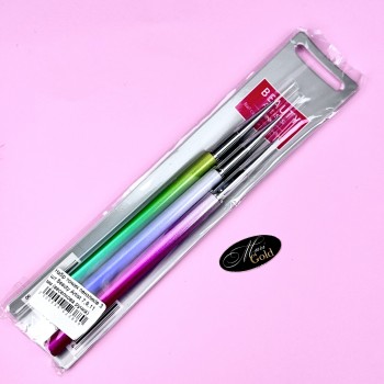 Набір тонких пензликів 3 шт Beauty Artist 7,9,11 мм (райдужна ручка)