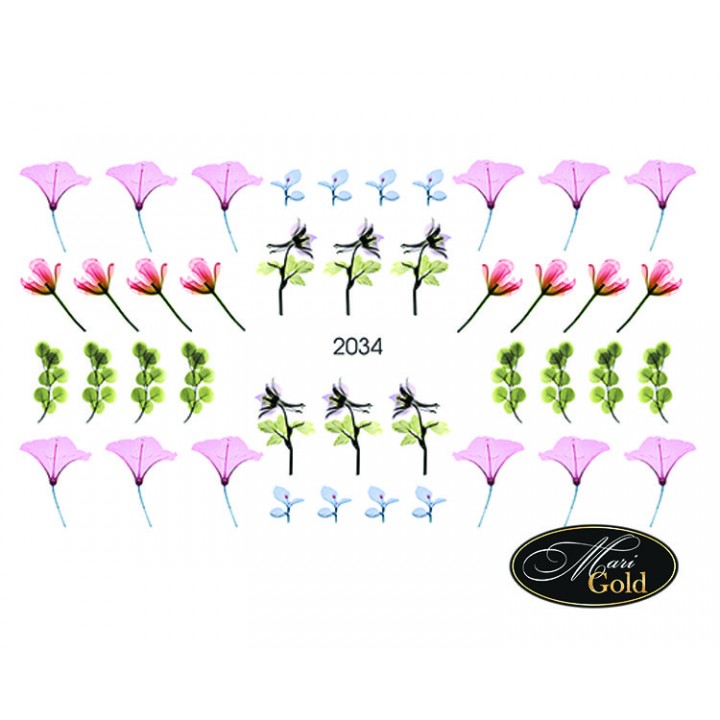 Слайдер – акварель 2034 дизайн для нігтів квіти.