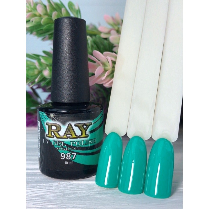 Гель-лак RAY № 987 бирюзово-зеленый