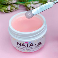 Однофазний камуфлюючий УФ гель для нарощування нігтів NATAgel Light Rose, густий, рожевий відтінок, 15 мл