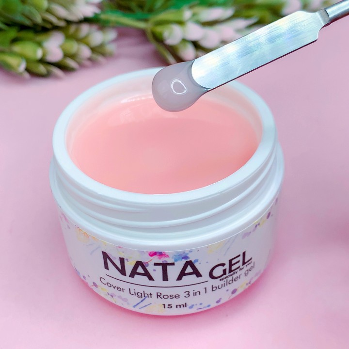 Однофазный УФ гель NATA gel Light Rose (густой), розовый, 15 ml