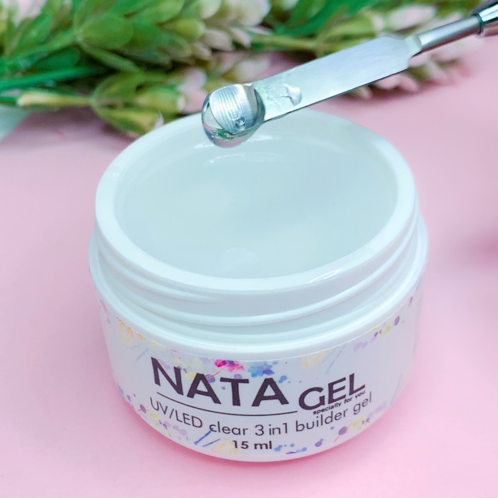 Прозорий UV/LED будівельний гель NATA gel, 15ml, не пече