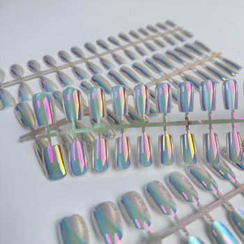 Типсы гелевые с дизайном Aurora №1, квадрат короткий, 30 шт/упак