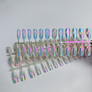 Типсы гелевые с дизайном Aurora №1, миндаль короткий, 30 шт/упак