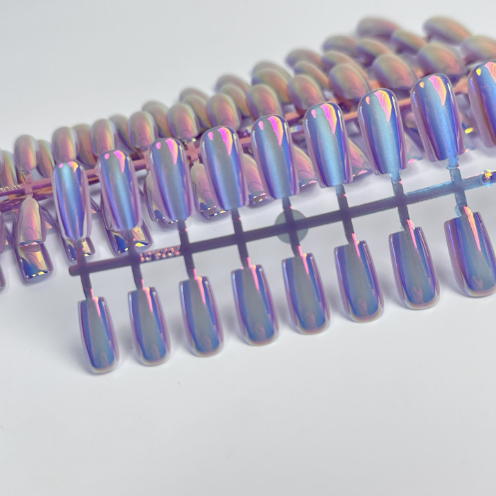 Типси гелеві з дизайном Aurora №2, квадрат короткий, 30 шт/упак