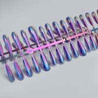 Типси гелеві з дизайном Aurora №2, мигдаль довгий, 30 шт/упак