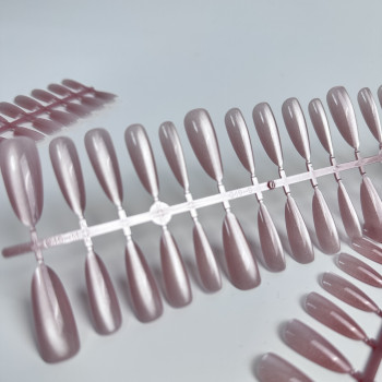 Типсы гелевые с дизайном Cat's eye №1, миндаль длинный, 30 шт/упак