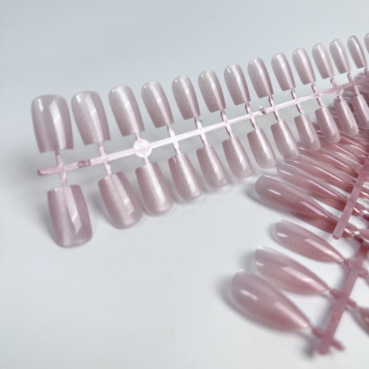 Типси гелеві з дизайном Cat's eye №1, квадрат короткий, 30 шт/упак