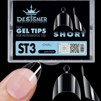 Типсы гелевые короткие DESIGNER овал 120 шт, ST3