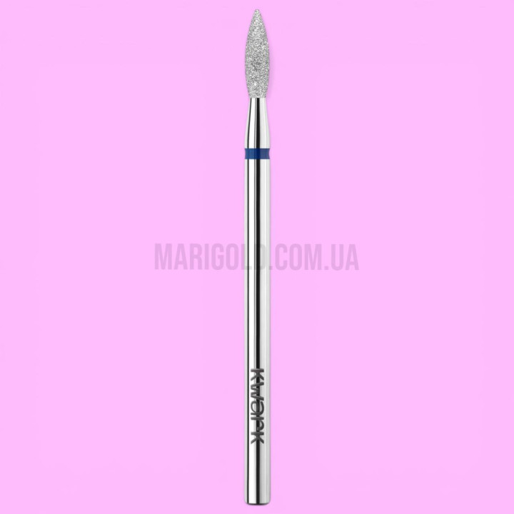 Фреза алмазно-платинова KWARK полум’я видовжене гостре синя 2,3 мм / 8 мм