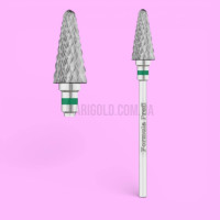 Фреза для манікюру твердосплавна ТВС (конус заокруглений) зелена 1066 Formula Profi