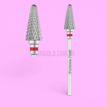 Фреза для манікюру твердосплавна ТВС (конус заокруглений) червона 1068 Formula Profi