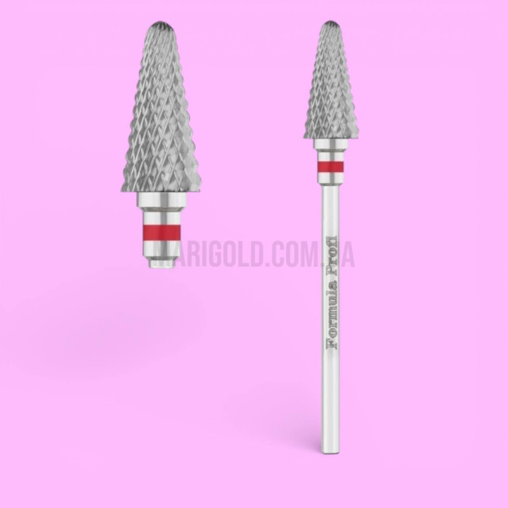 Фреза для манікюру твердосплавна ТВС (конус заокруглений) червона 1068 Formula Profi