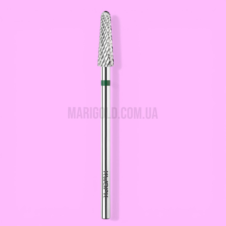 Фреза карбід-вольфрамова KWARK конус заокруглений зелена 4 мм / 12,7 мм