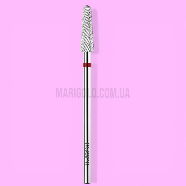 Фреза карбід-вольфрамова KWARK конус заокруглений червона 4 мм / 12,7 мм