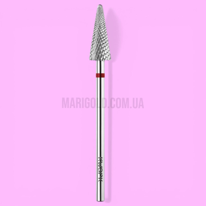 Фреза карбід-вольфрамова KWARK конус «ялинка» (перехресна насічка) червона 6 мм / 15 мм