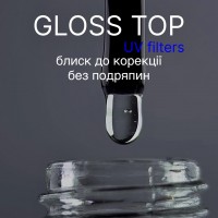 Топ без липкого шару для гель-лаку GLOSS TOP RAY з УФ фільтрами 8ml