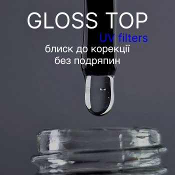 Топ без липкого шару для гель-лаку GLOSS TOP RAY з УФ фільтрами 8ml