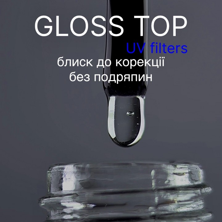 Топ без липкого шару для гель-лаку GLOSS TOP RAY з УФ фільтрами 8ml