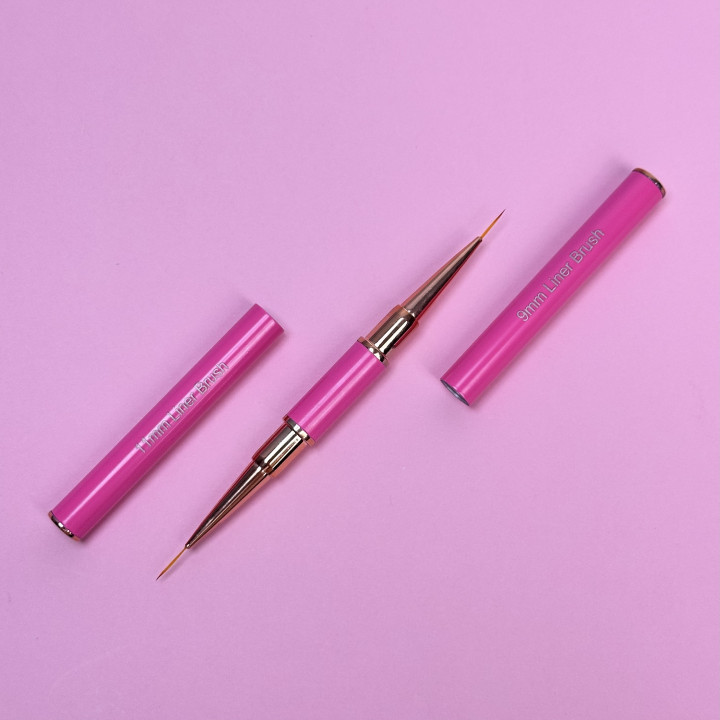 Пензлик двосторонній для малювання 9 мм / для малювання 11 мм (рожевий з ковпачком)