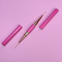 Пензлик двосторонній для малювання 15 мм / для малювання 20 мм (рожевий з ковпачком)