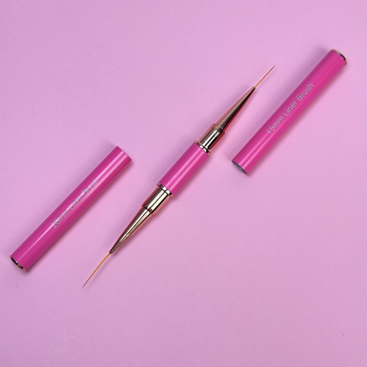 Пензлик двосторонній для малювання 15 мм / для малювання 20 мм (рожевий з ковпачком)