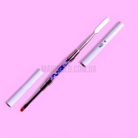 Пензель №4 овальний для полігелю зі шпателем (білий, ручка з кристалами)