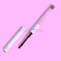 Пензель №4 прямий для гелю (білий, ручка з кристалами)