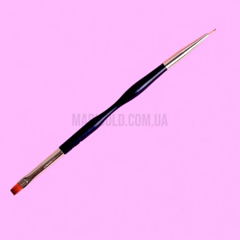 Пензлик двосторонній для гелю, прямий 6/8 мм/для малювання 11 мм Mett Expert