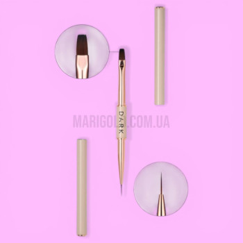 DARK Пензлик двосторонній бежевий ( лайнер 11 мм + плоский квадратний гель 9 мм )