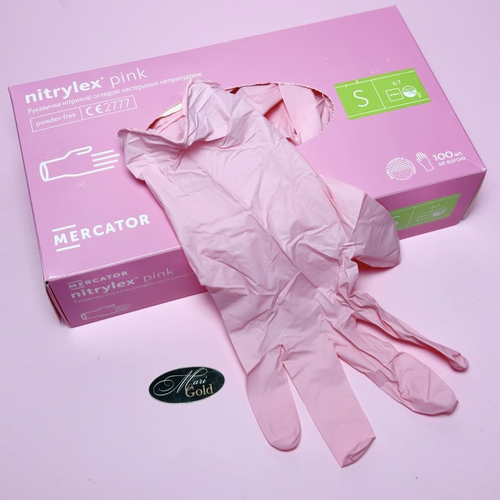 Перчатки нитриловые NITRYLEX «S» пара, розовые