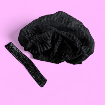 Шапочка "гармошка", 10 шт., спанбонд, черная