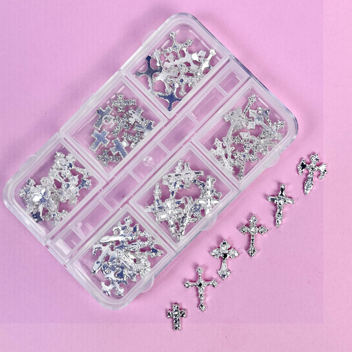 Декор металевий, Хрести, набір 60 шт