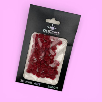 Декор для ногтей Designer "Роза красная" 50 шт/упак С7
