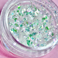 Декор для нігтів Пластівці Юкі Голографічний зелений №1