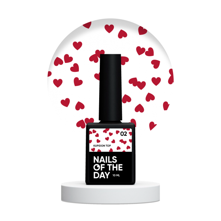 Top NAILSOFTHEDAY Kupidon top №02, 10 мл (елегантні бордові серця)